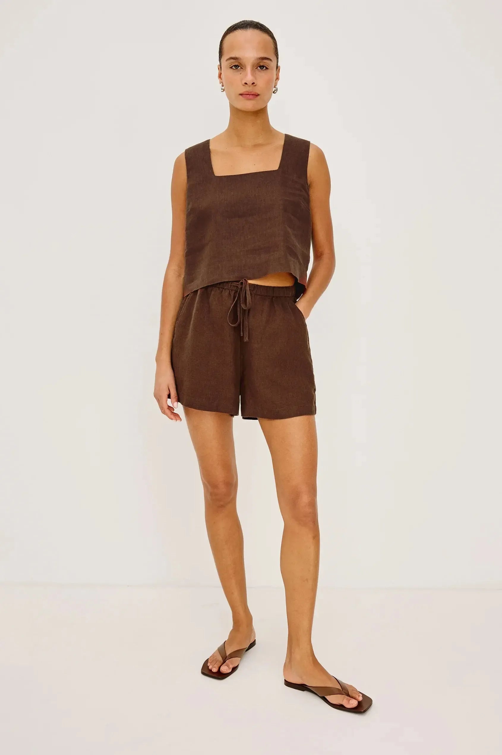 Rails Jenner Shorts - Espresso-Hand In Pocket