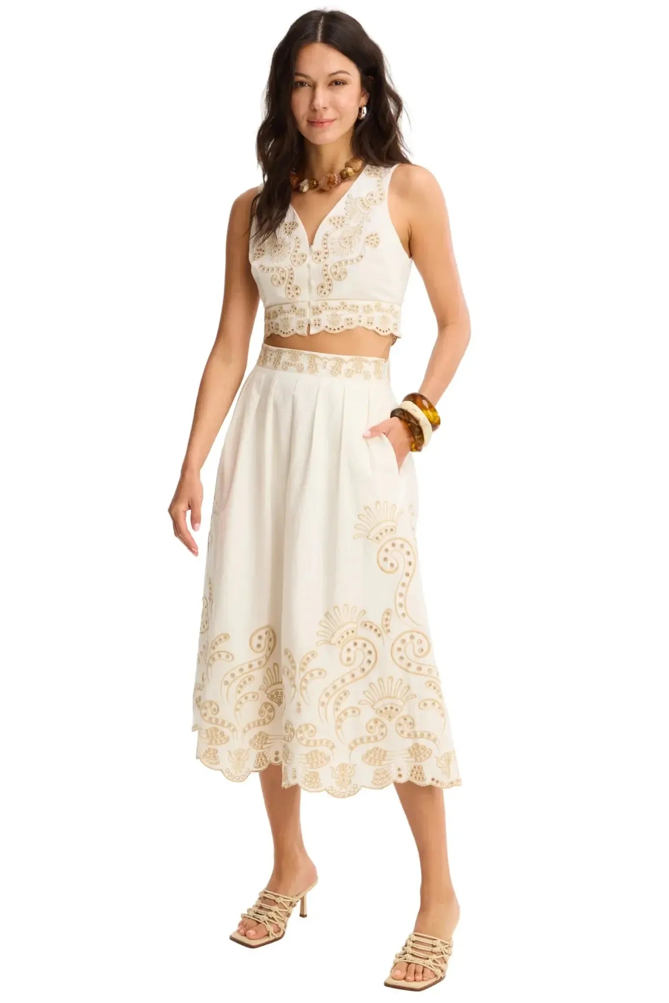 Allison Maeve Skirt - Off White/Sand-Hand In Pocket
