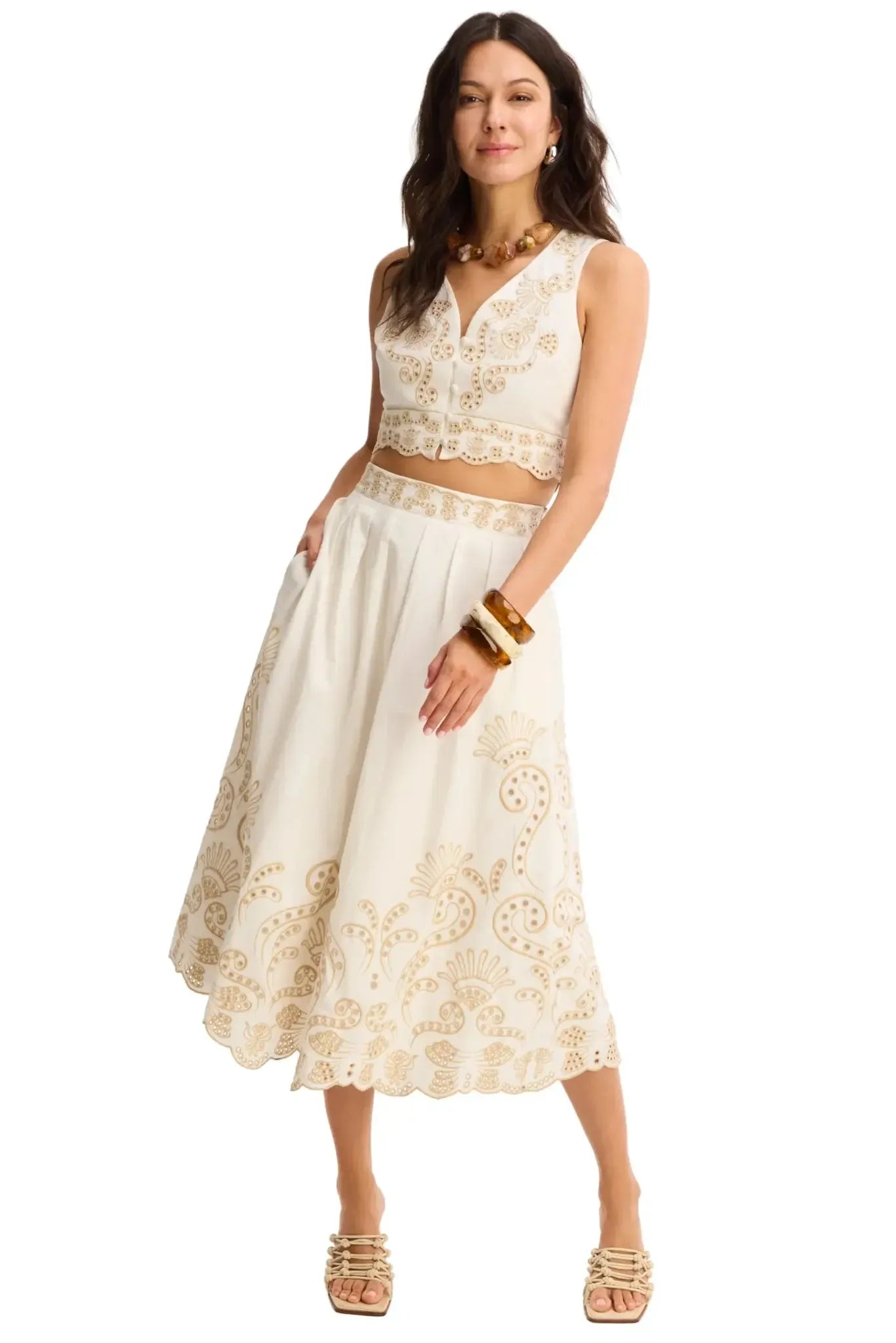 Allison Jenny Tank - Off White/Sand-Hand In Pocket