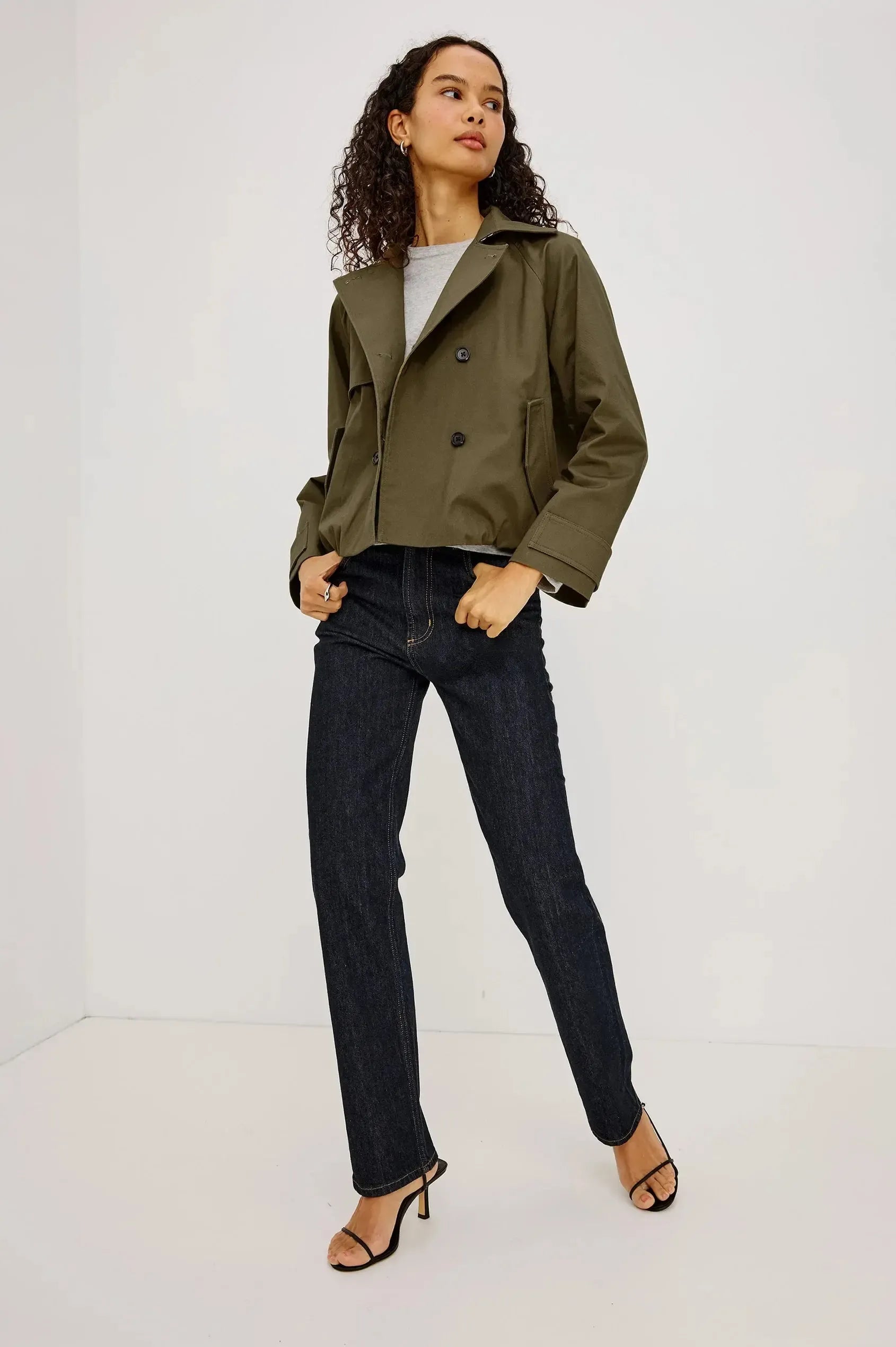 Rails Jett Trench Coat - Olive-Hand In Pocket