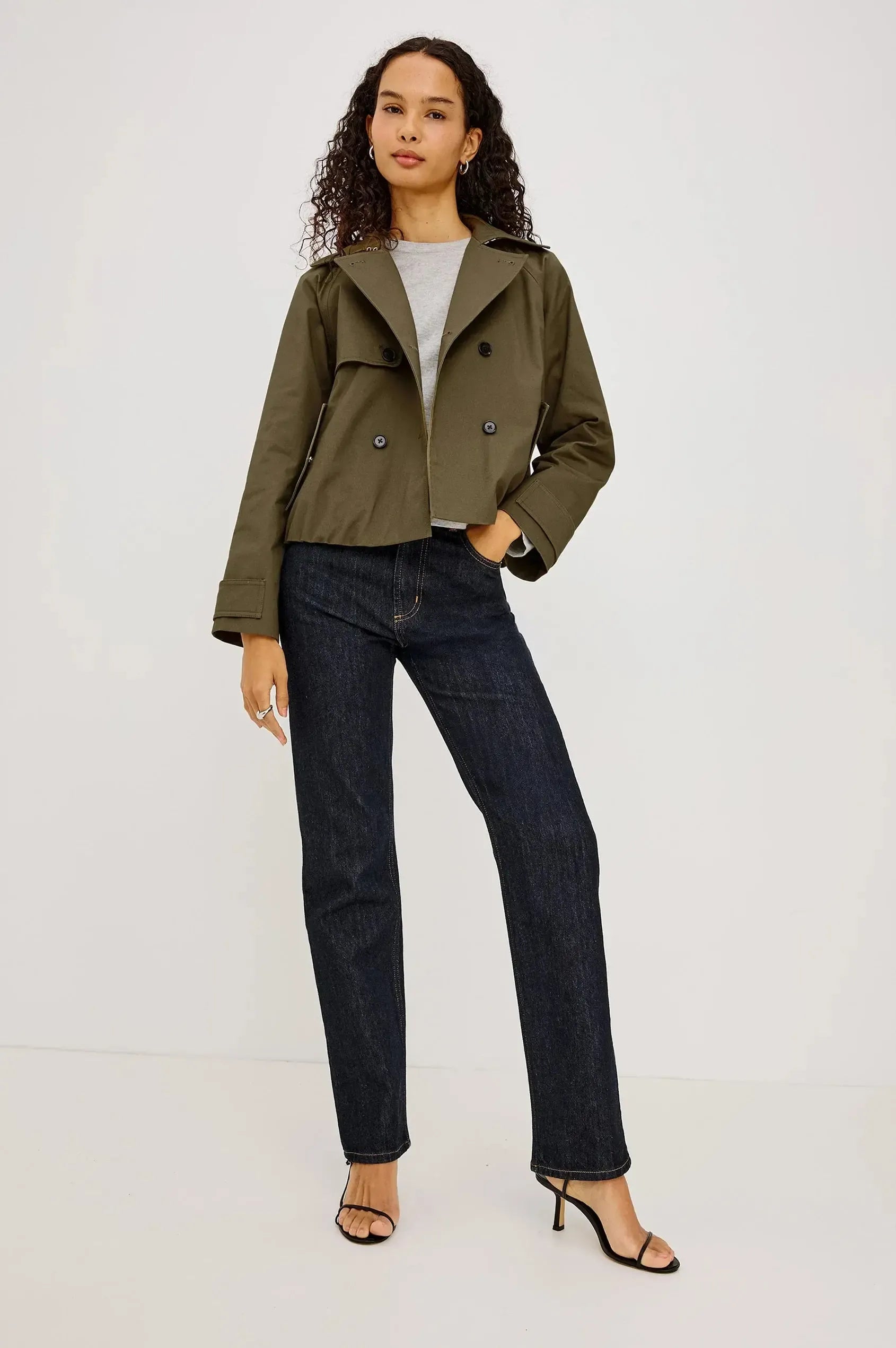 Rails Jett Trench Coat - Olive-Hand In Pocket