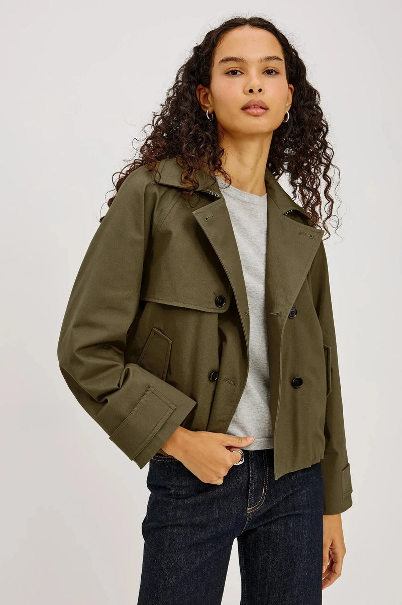 Rails Jett Trench Coat - Olive-Hand In Pocket