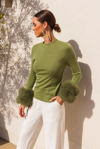 Lisa Maree Samara Sweater - Khaki Green-Hand In Pocket