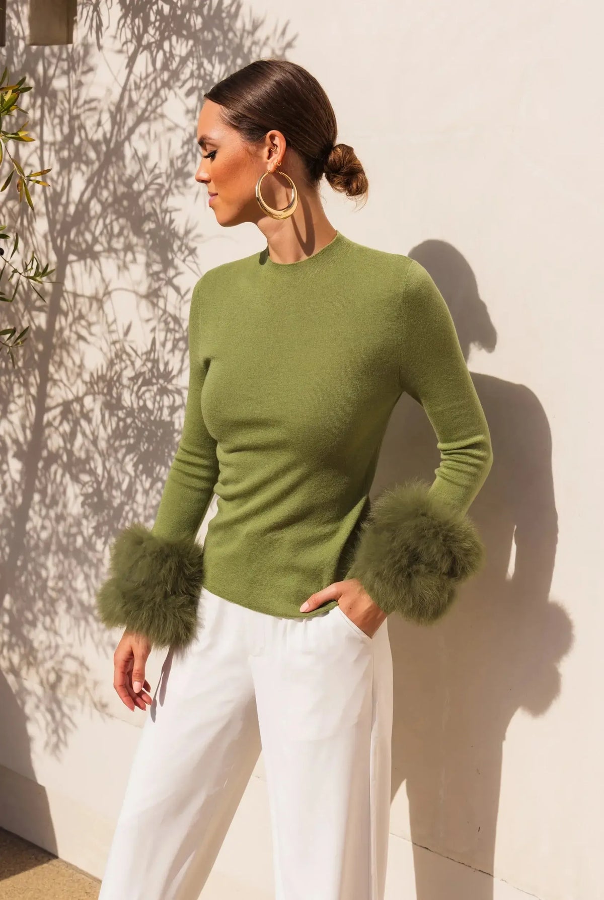 Lisa Maree Samara Sweater - Khaki Green-Hand In Pocket