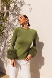 Lisa Maree Samara Sweater - Khaki Green-Hand In Pocket