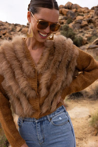 Lisa Maree By The Fireside Cardigan - Brown-Hand In Pocket