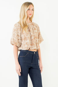THML Kathryn Floral Embroidery Top-Hand In Pocket