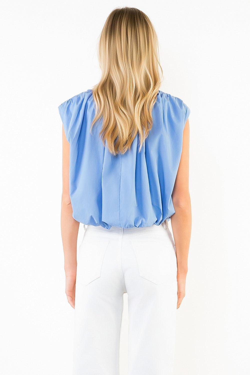 THML Collins Bubble Top - Blue-Hand In Pocket