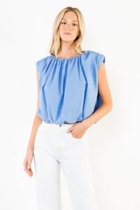 THML Collins Bubble Top - Blue-Hand In Pocket
