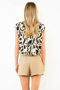 THML Penelope Abstract Top - Cream-Hand In Pocket