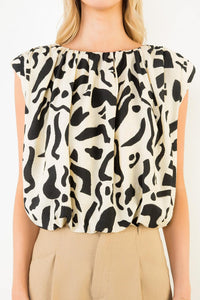THML Penelope Abstract Top - Cream-Hand In Pocket