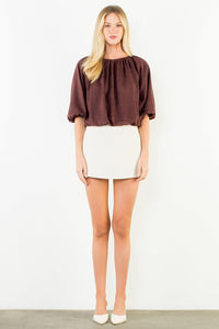 THML Lennon Top - Brown-Hand In Pocket