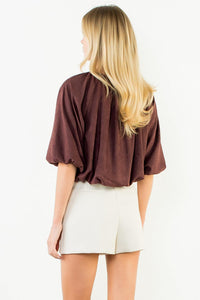 THML Lennon Top - Brown-Hand In Pocket