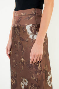 THML Isla Print Skirt - Brown-Hand In Pocket