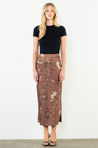 THML Isla Print Skirt - Brown-Hand In Pocket