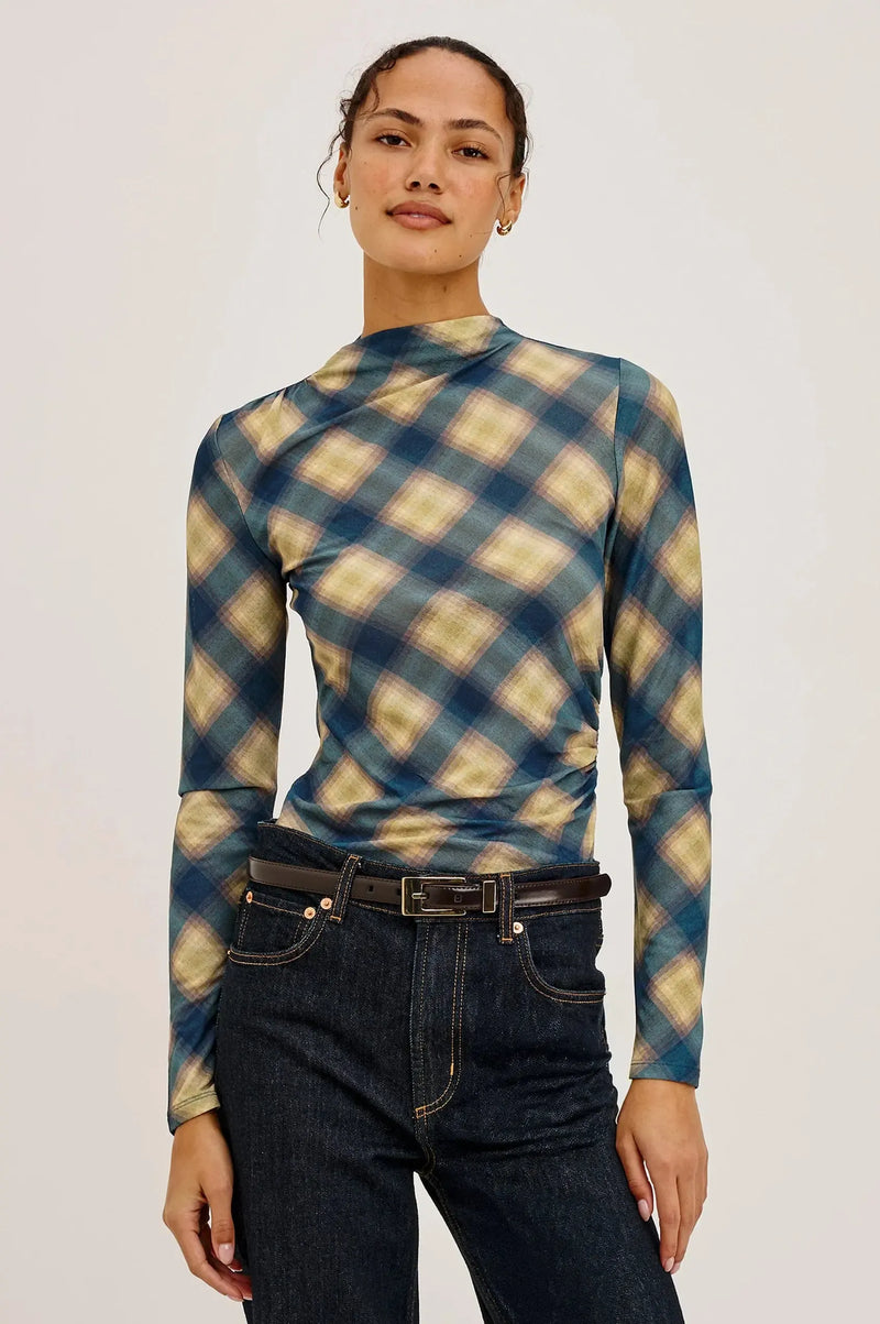 Rails Joelle Top - Navy Sage Plaid-Hand In Pocket