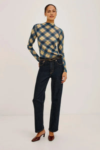 Rails Joelle Top - Navy Sage Plaid-Hand In Pocket