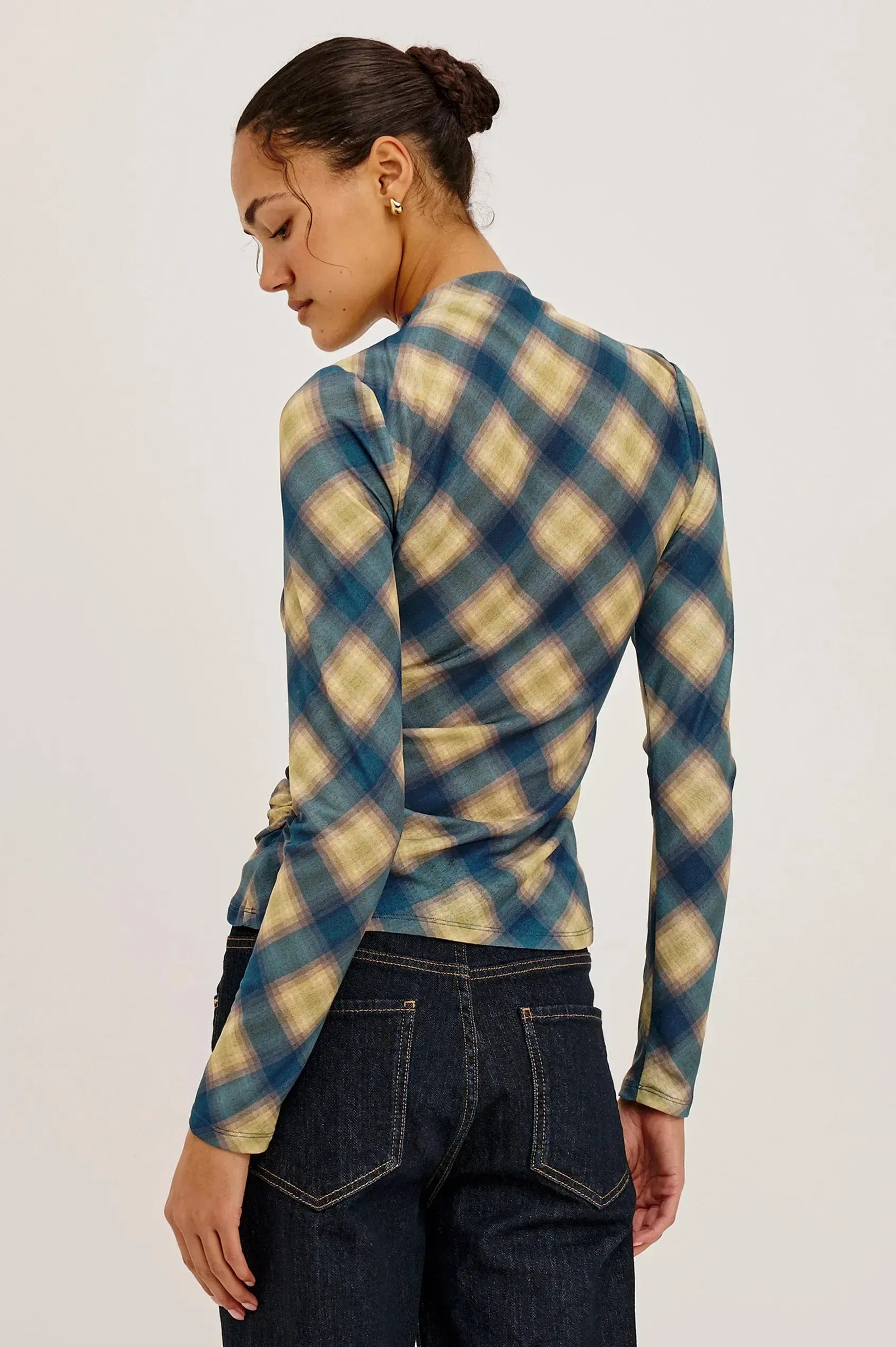 Rails Joelle Top - Navy Sage Plaid-Hand In Pocket