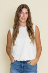 Bobi Bubble Hem Tee - Pearl-Hand In Pocket