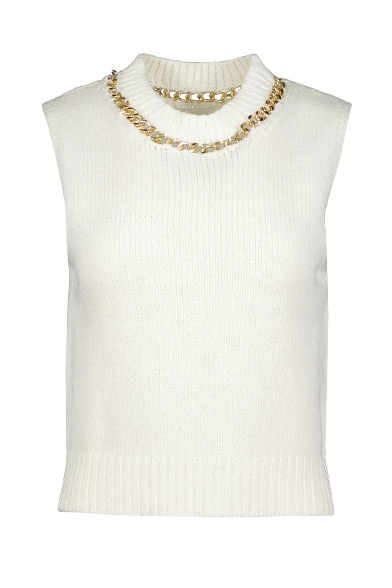 Bishop + Young Savoy Sweater Tank- Ivory-Hand In Pocket