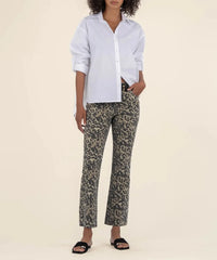 KUT Kelsey High Rise Ankle Flare- Sage Green-Hand In Pocket