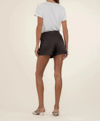 KUT Carlie Wrap Skort - Chocolate-Hand In Pocket