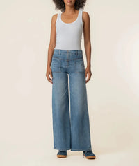KUT Meg High Rise Wide Leg Pant - Queenly-Hand In Pocket