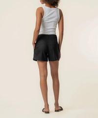 KUT Katie High Rise Drawstring Short - Black-Hand In Pocket