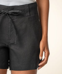 KUT Katie High Rise Drawstring Short - Black-Hand In Pocket