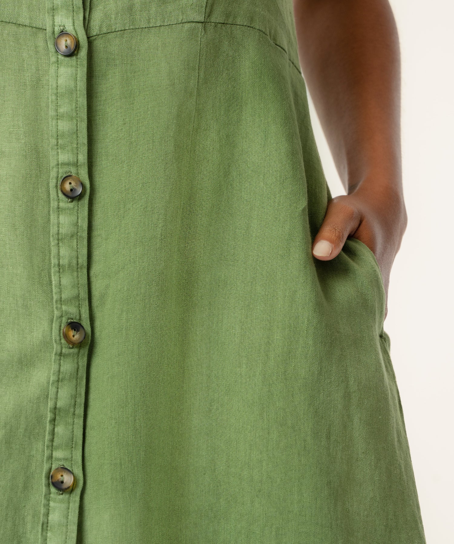 KUT Bowie Sleeveless Dress - Olive-Hand In Pocket