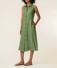 KUT Bowie Sleeveless Dress - Olive-Hand In Pocket