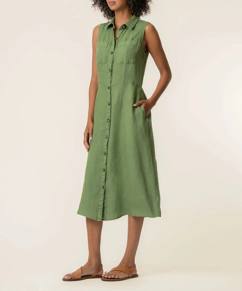 KUT Bowie Sleeveless Dress - Olive-Hand In Pocket