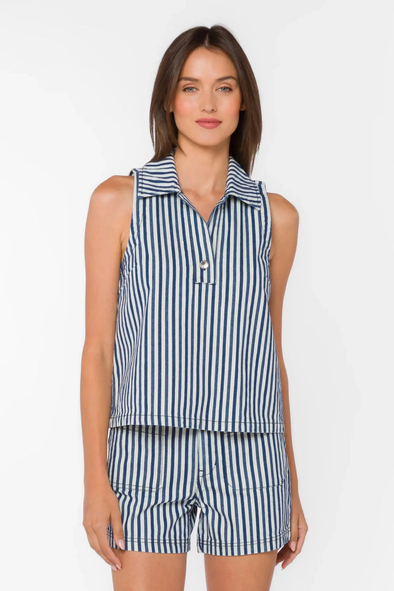 Velvet Heart Kensey Tank - Indigo Stripe-Hand In Pocket