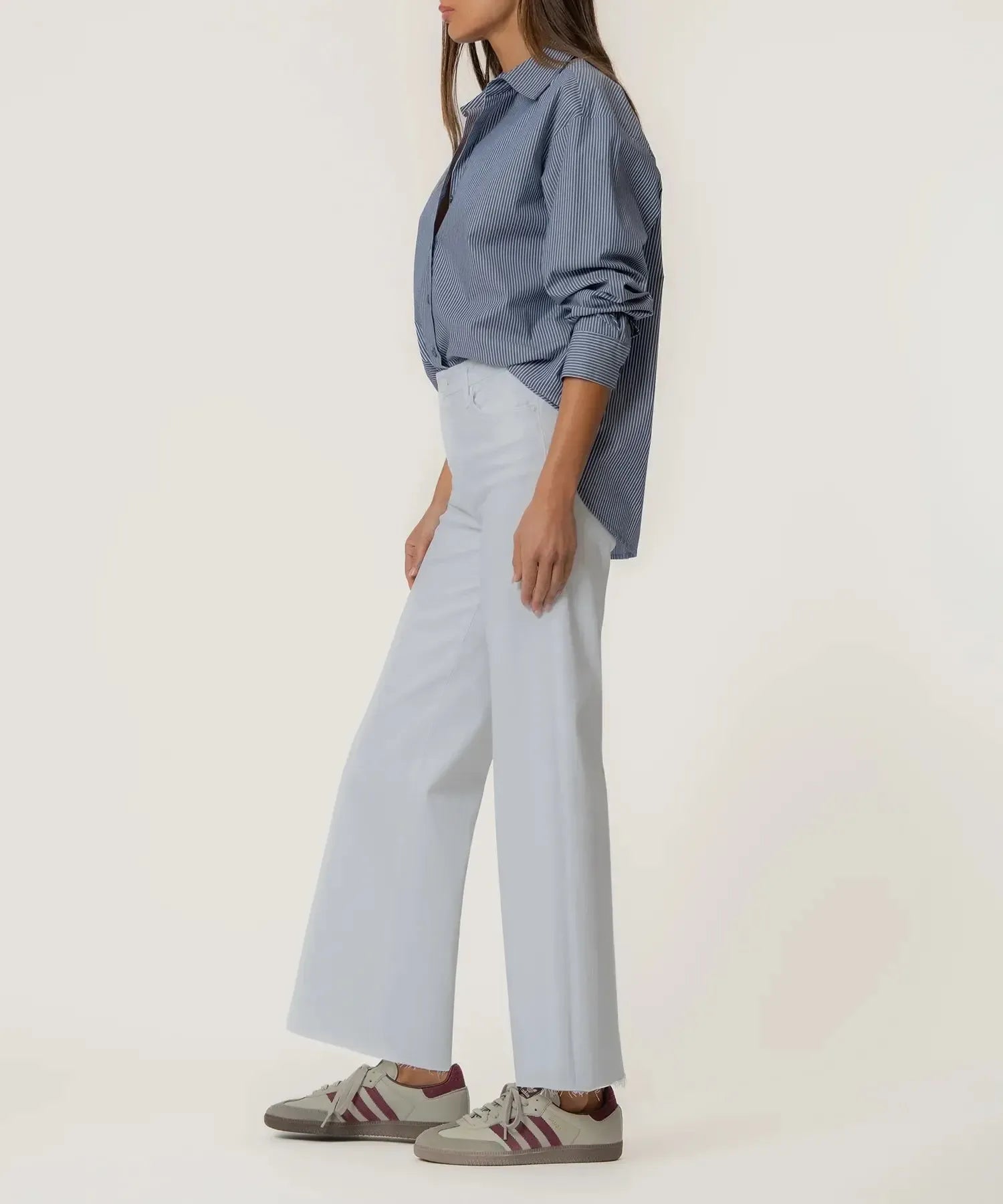 Kut Meg High Rise Fab Ab Raw Hem Denim - Optic White-Hand In Pocket