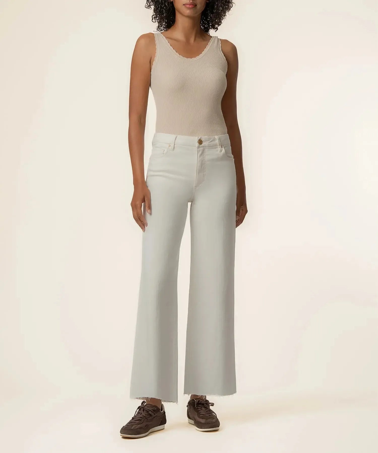 Kut Meg High Rise Fab Ab Wide Leg - Ecru