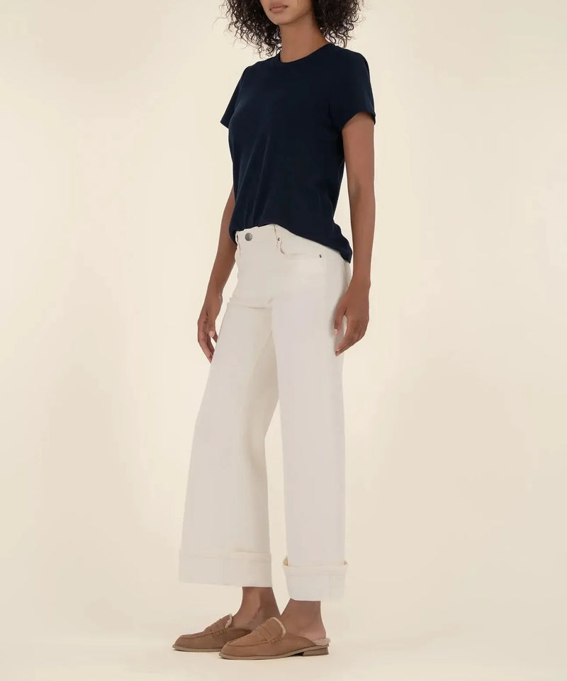 Meg High Rise Fab Ab Wide Leg Denim - Candle