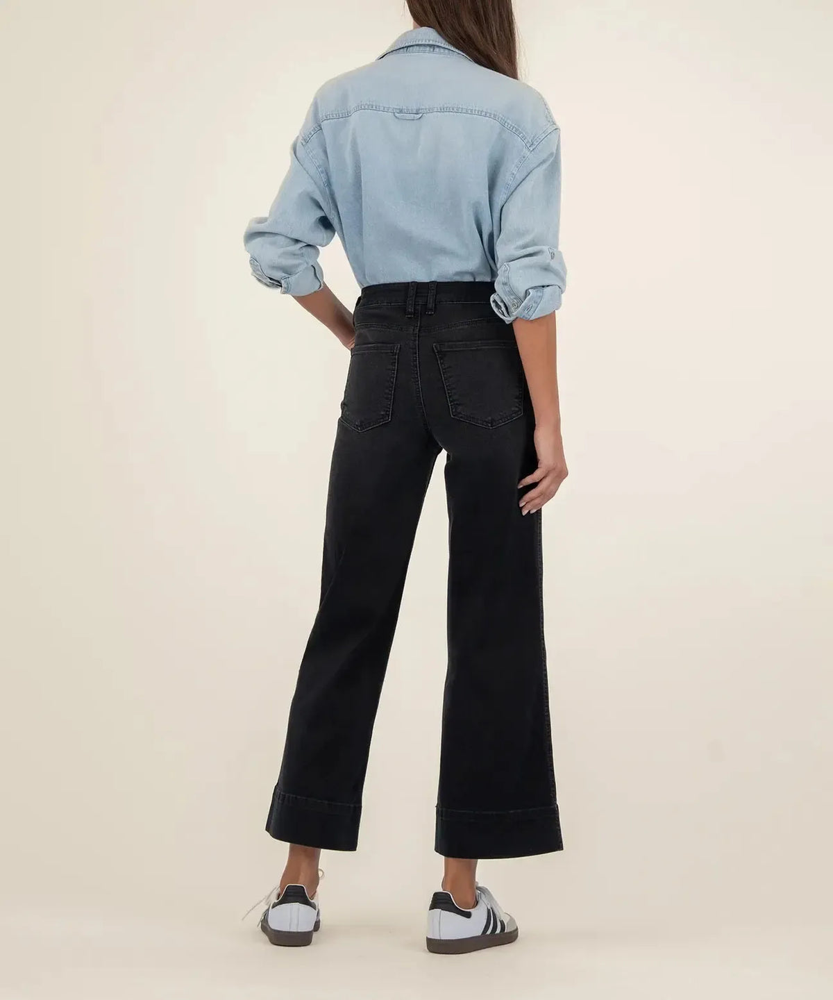 KUT Meg High Rise Fab Ab Wide Leg Denim - Glittering-Hand In Pocket