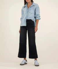 KUT Meg High Rise Fab Ab Wide Leg Denim - Glittering-Hand In Pocket