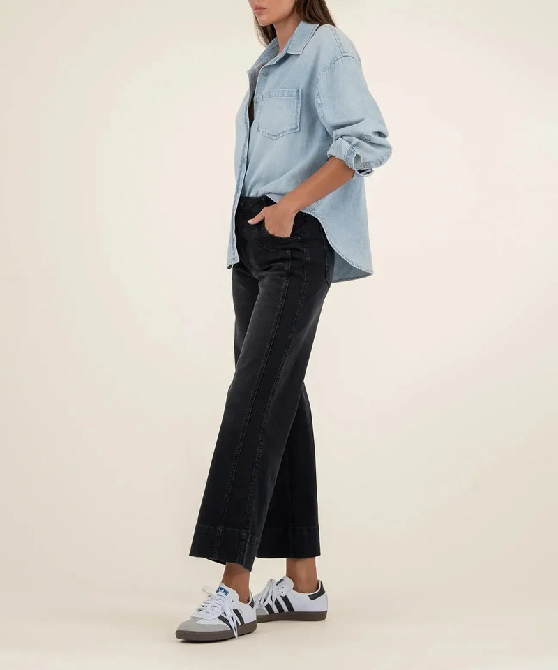 KUT Meg High Rise Fab Ab Wide Leg Denim - Glittering-Hand In Pocket