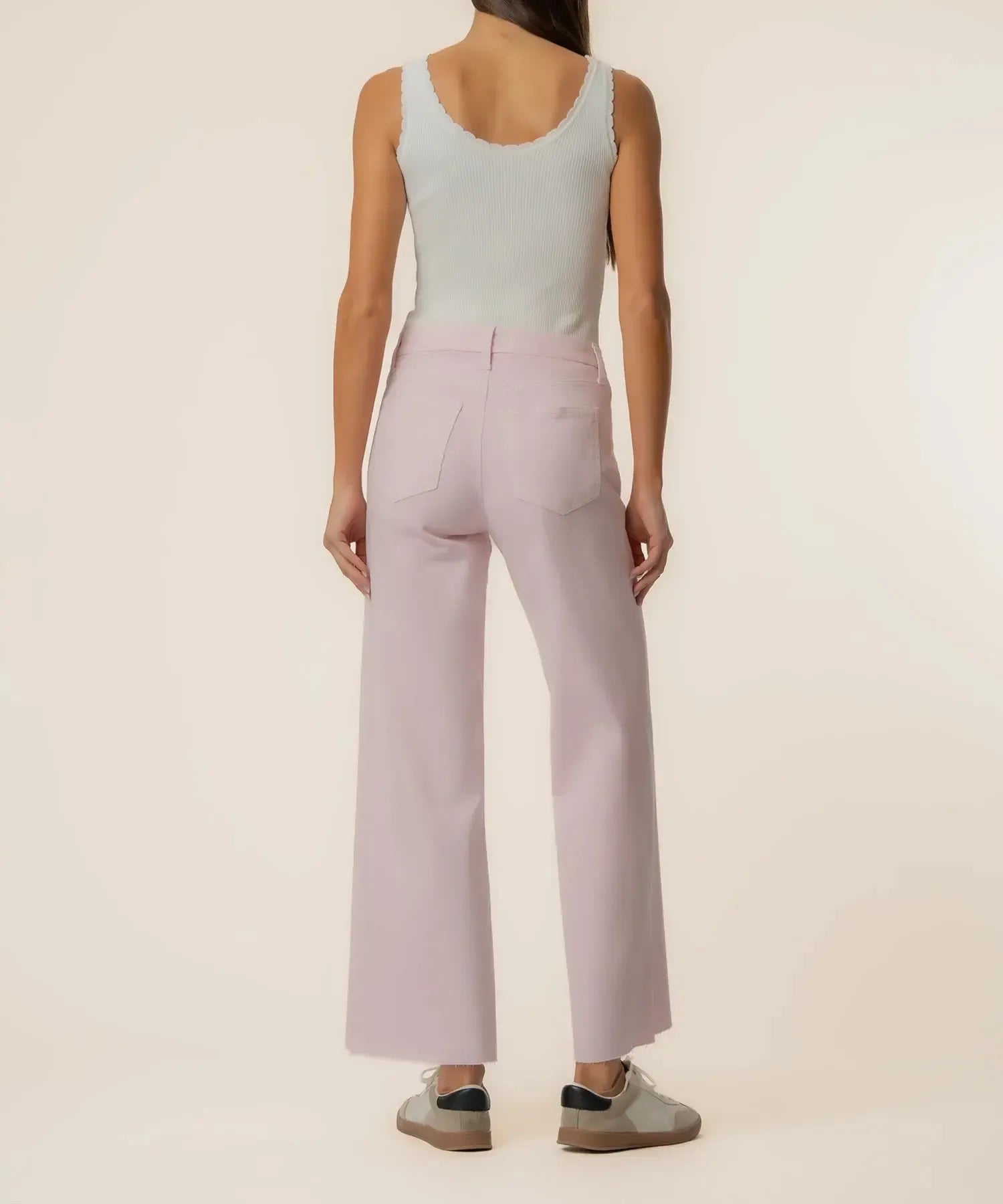 KUT Meg High Rise Raw Hem Wide Leg Denim - Princess-Hand In Pocket