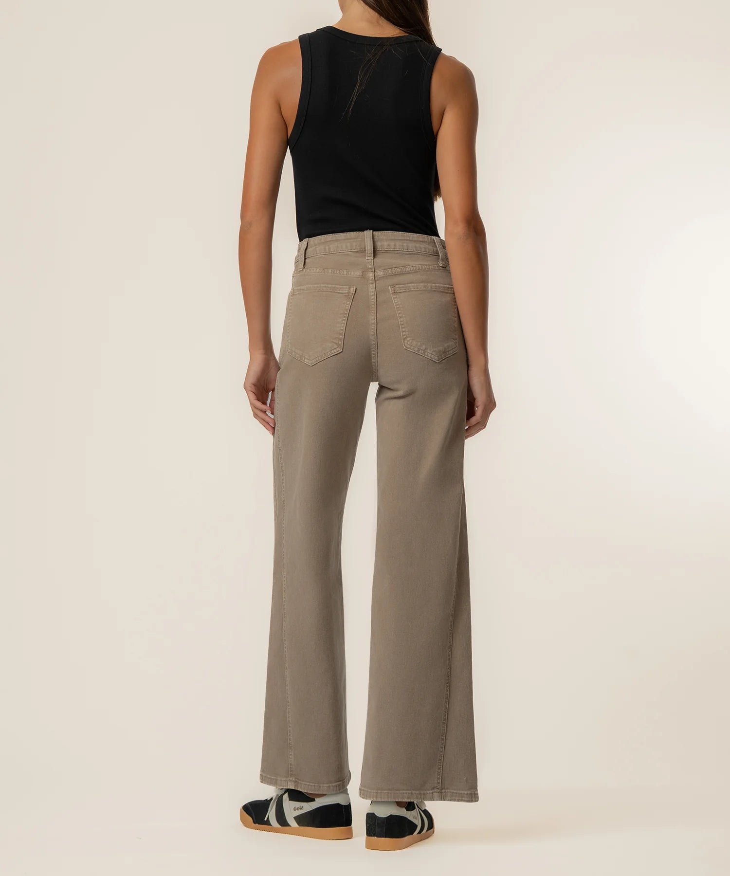 KUT Meg High Rise Wide Leg Side Panel - Milk Tea