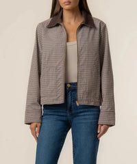 KUT Natalia Zip Front Jacket - Chocolate-Hand In Pocket