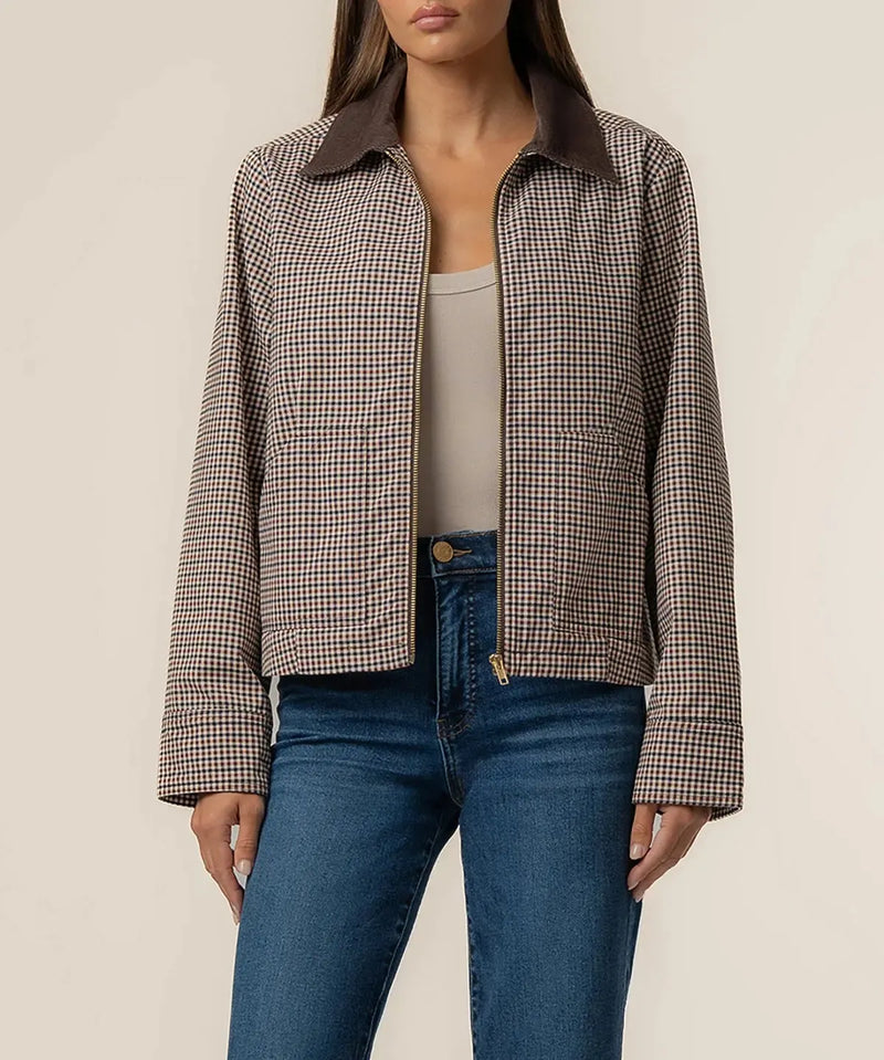 KUT Natalia Zip Front Jacket - Chocolate-Hand In Pocket