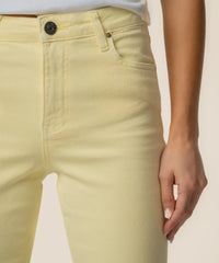KUT Kelsey High Rise Ankle Flare - Pastel Yellow-Hand In Pocket