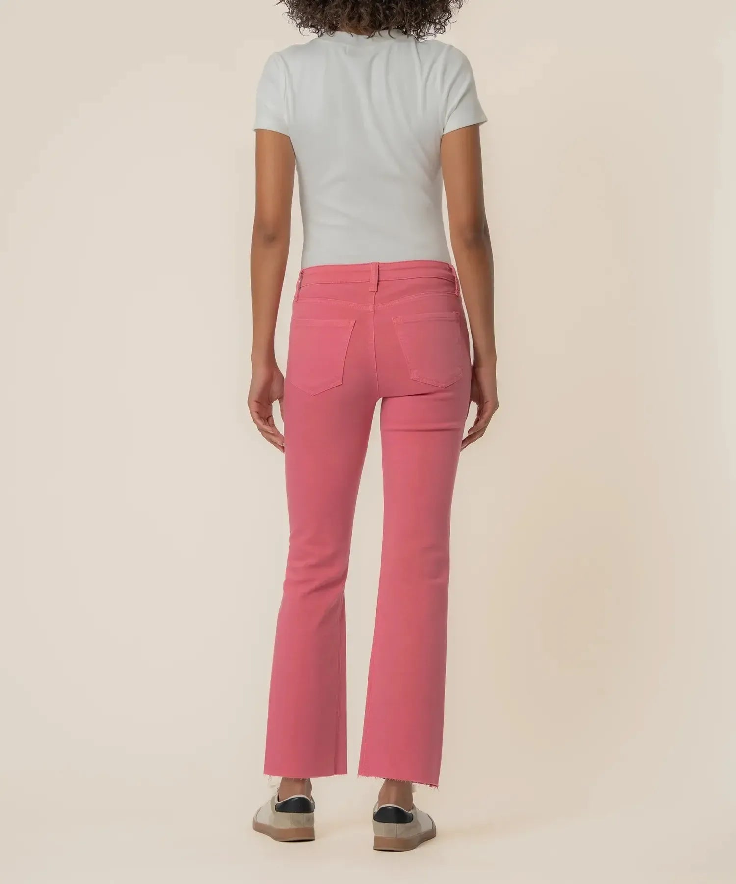KUT Kelsey High Rise Ankle Flare - Flamingo-Hand In Pocket