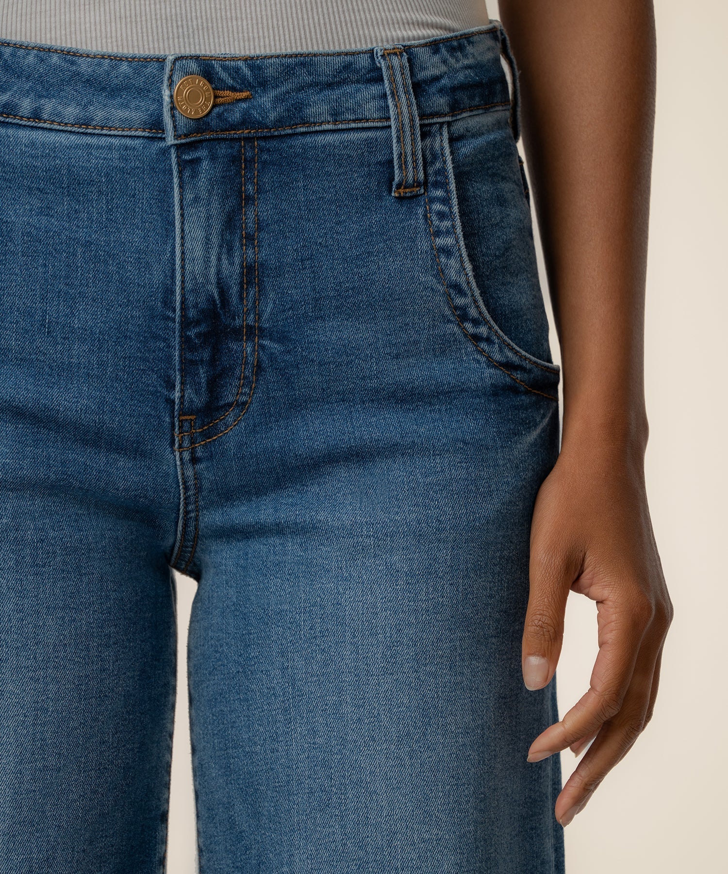 KUT Maya High Rise Wide Leg Wide Hem - Journey-Hand In Pocket