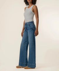 KUT Maya High Rise Wide Leg Wide Hem - Journey-Hand In Pocket