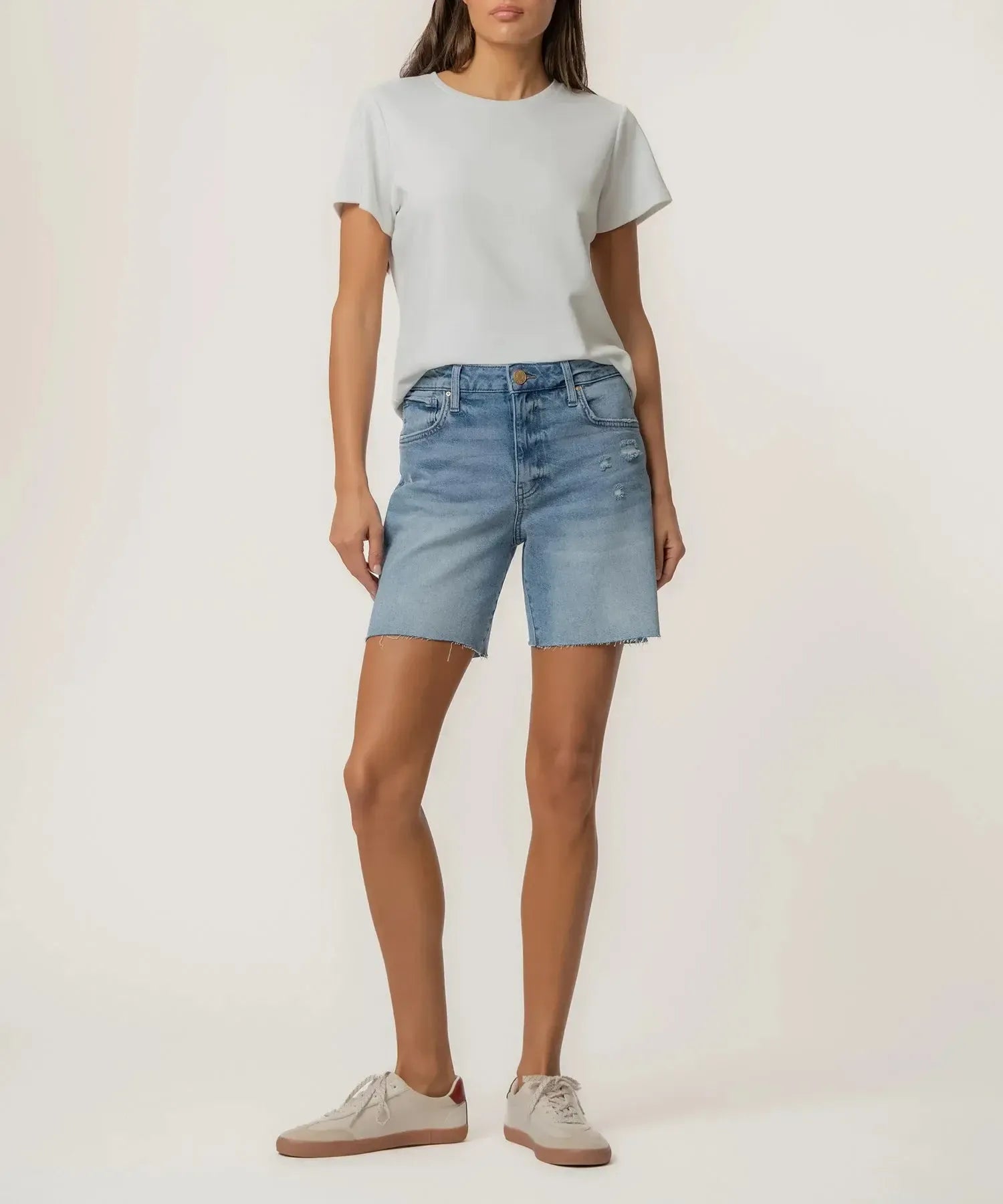 Kut Hailey High Rise Shorts - Focus-Hand In Pocket