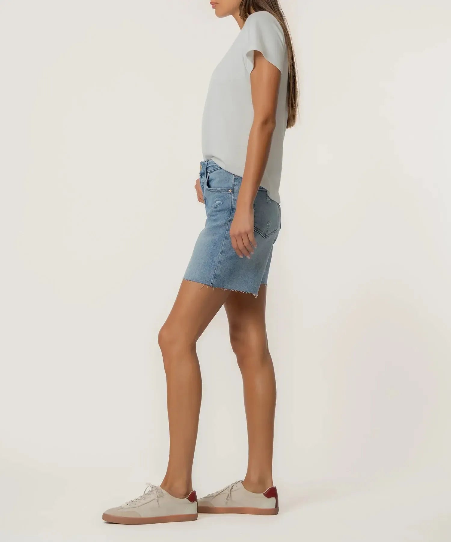 Kut Hailey High Rise Shorts - Focus-Hand In Pocket