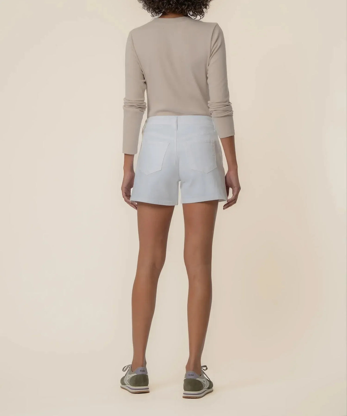 Kut Jane High Rise Shorts - Optic White-Hand In Pocket